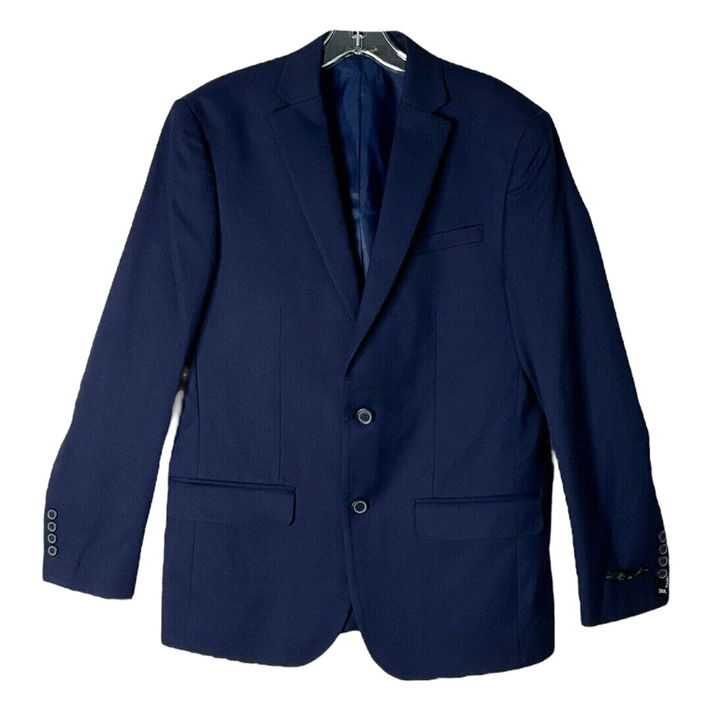ZeGarie Blazer Mens‎ 38R Navy Blue Solid Dinner Suit Jacket Tailor Fit Business